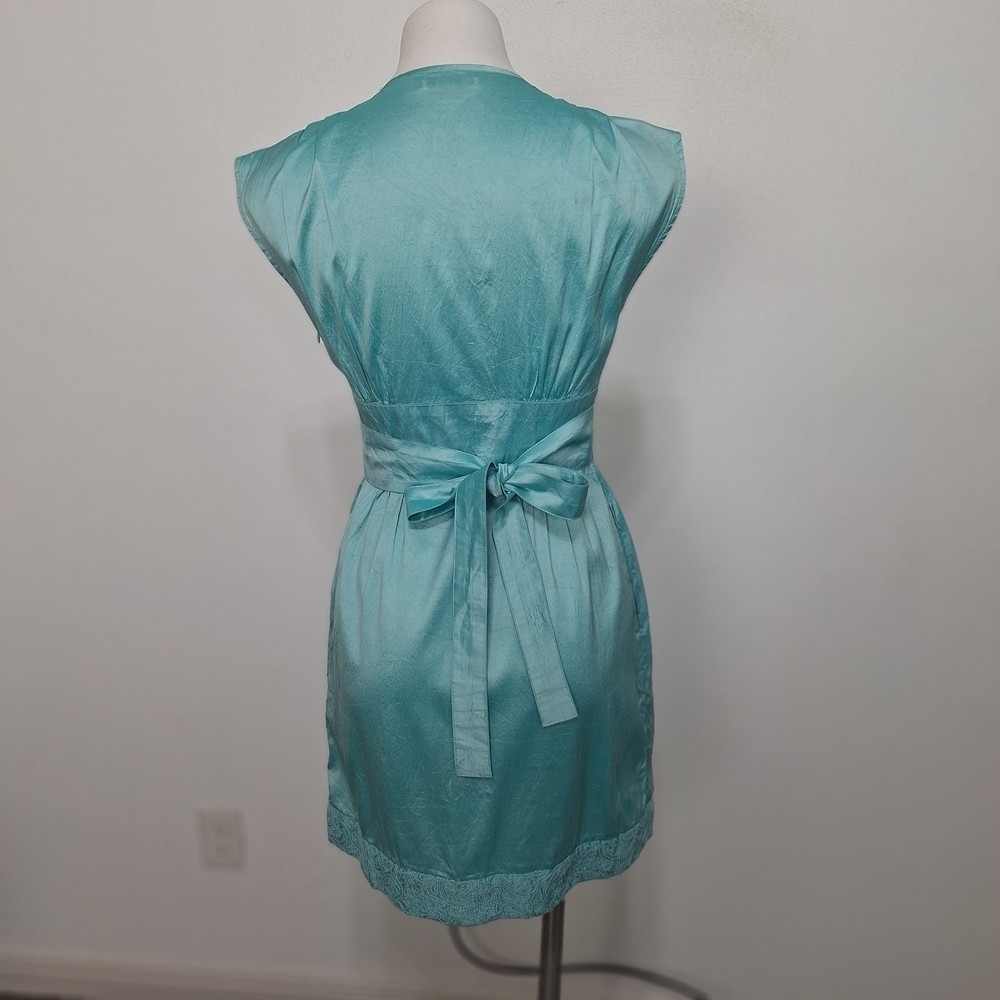 Calypso St. Barth Silk Blue Embroidered Coquette Pockets Coastal Mini Dress XS - Picture 6 of 14